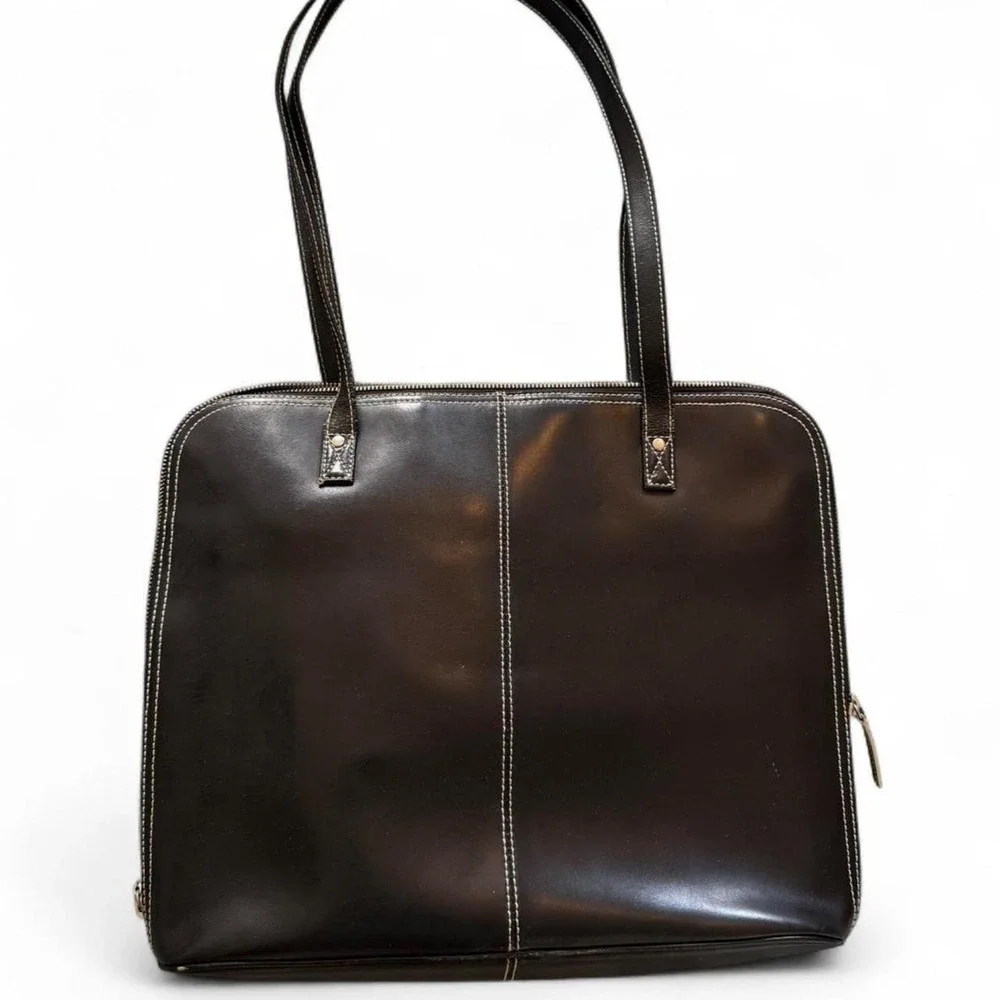 Wilsons Leather Pelle Studio Vintage Black Leather Large Work Bag Laptop Tote